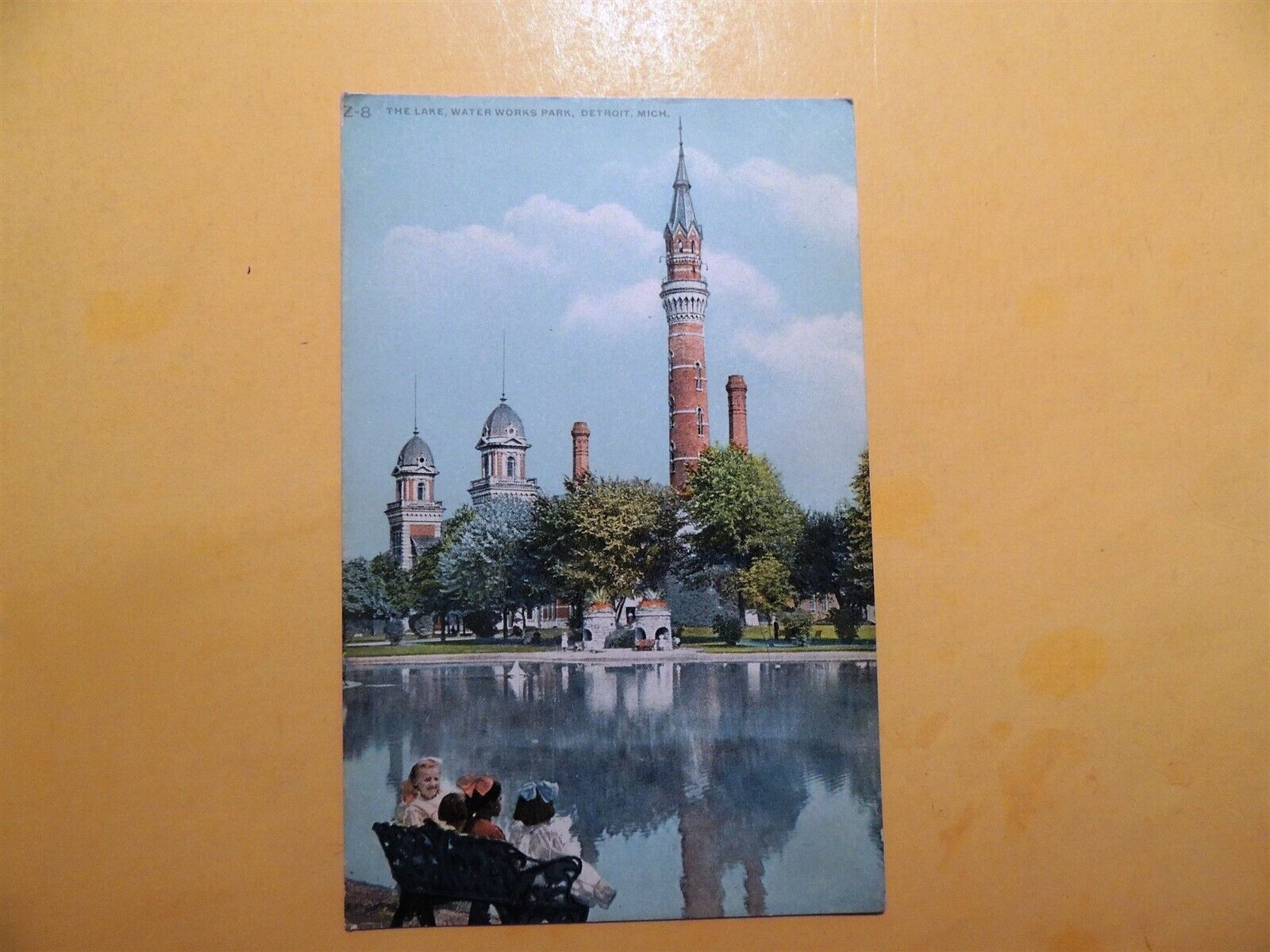 Detroit Michigan vintage postcard The Lake at Waterworks Park 