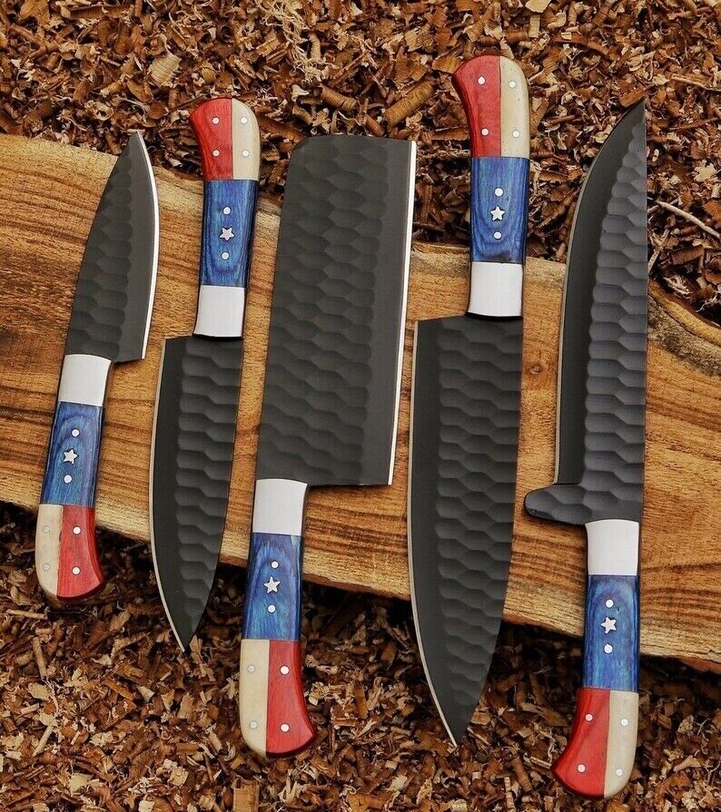 Hand Forged Carbon Steel Professional Chef Knives Set Kitchen Knife Wedding Gift
