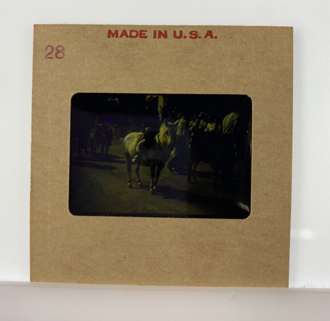 Vintage Kodachrome Transparency Original 35 mm Photo Man On White Horse S11