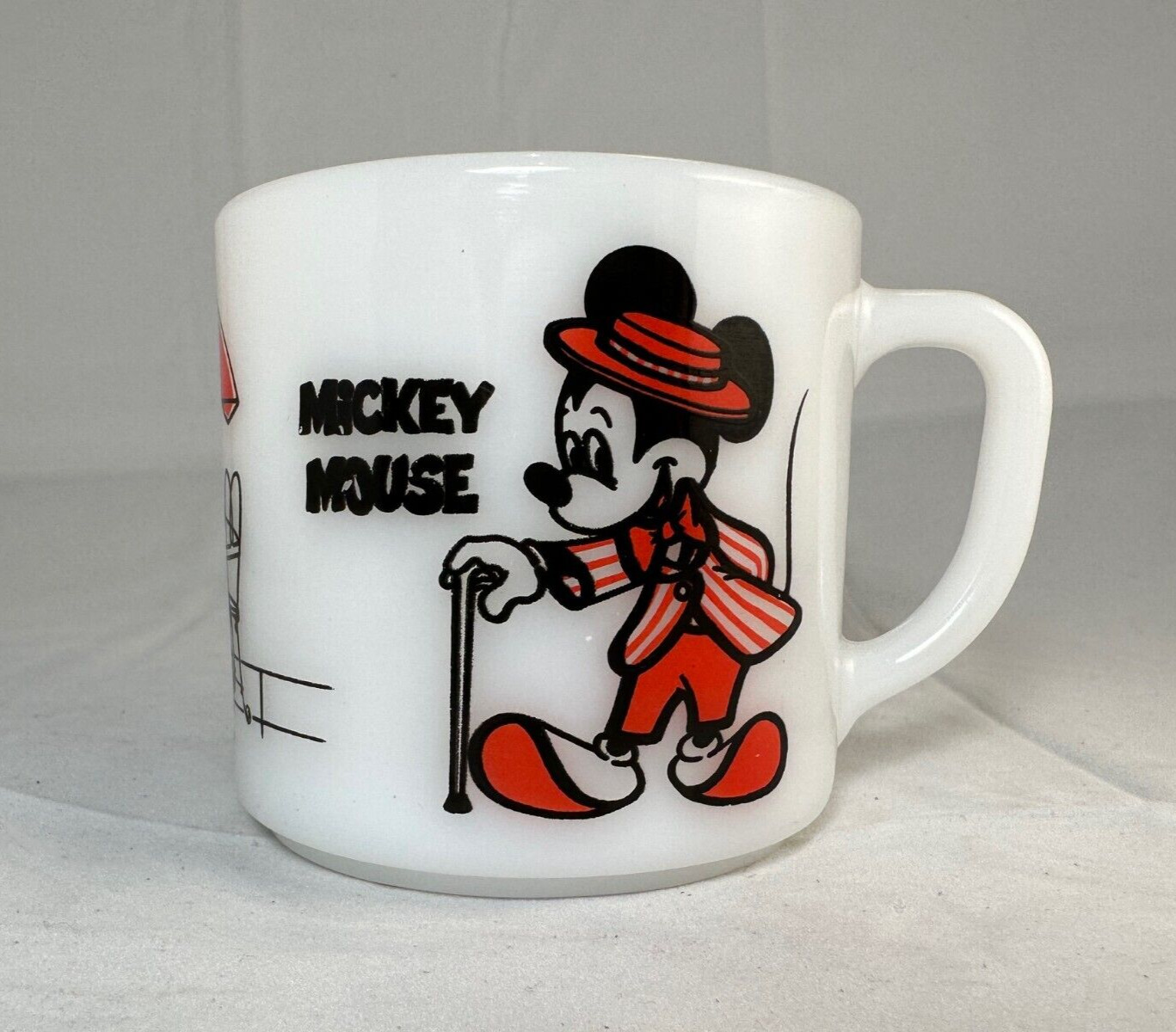 Vintage 1970's Mickey Mouse and Minnie Mouse Federal Milk Glass Mug