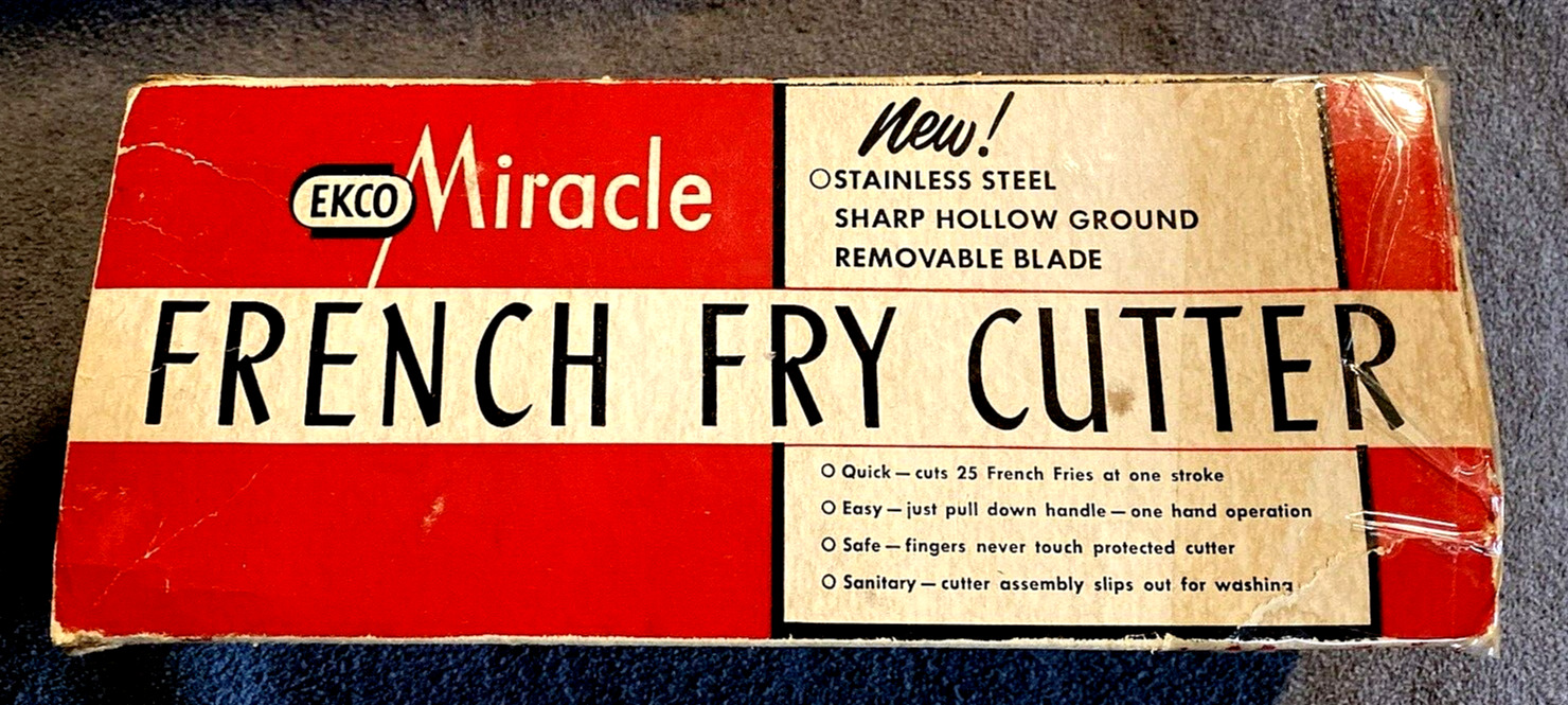 Vintage EKCO Stainless Steel Miracle FRENCH FRY CUTTER NO. T-5 USA MADE Slicer