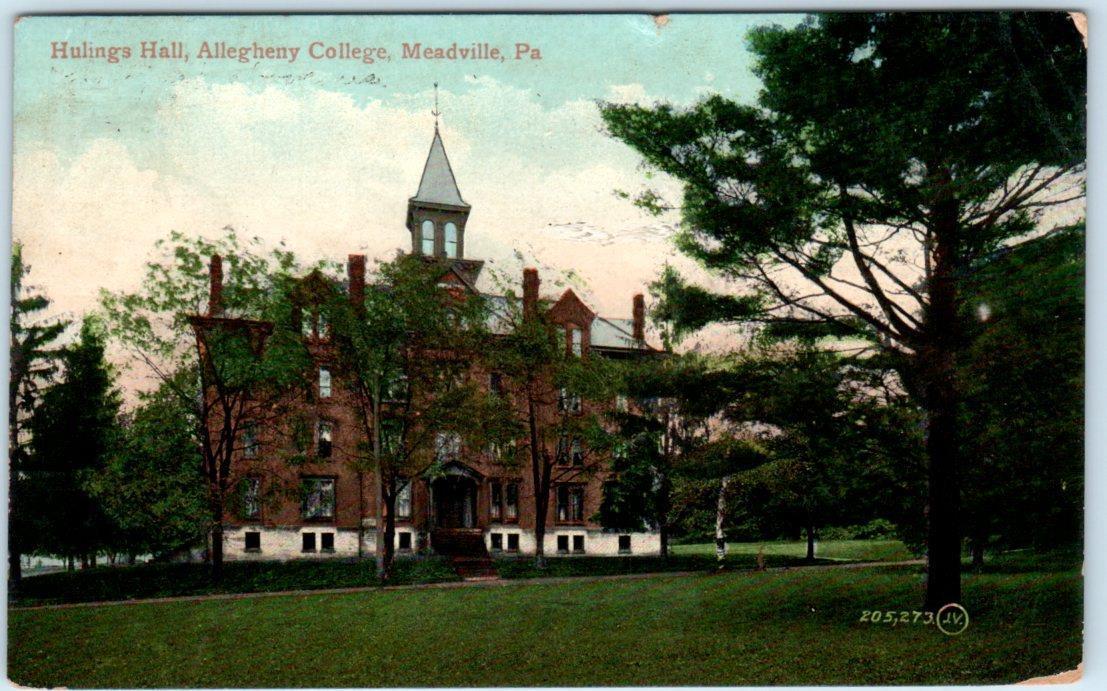 MEADVILLE, Pennsylvania  PA  Hastings Hall  ALLEGHENY COLLEGE 1908  Postcard
