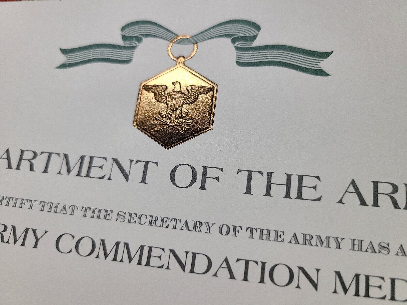 Original US Army Commendation Medal Certificate (Original Issue).