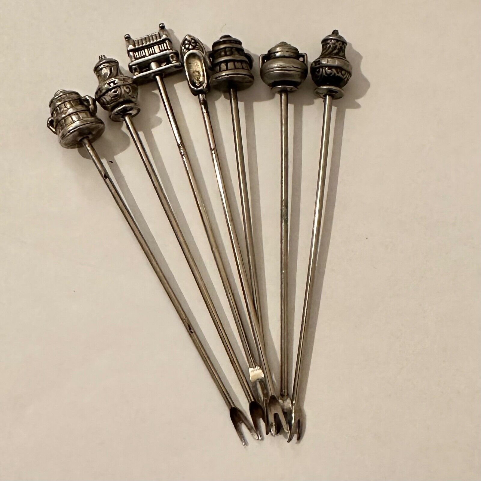 Vintage Metal Silver tone Appetizer Forks / Picks