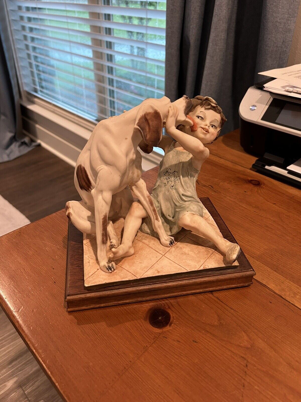 Vintage Capodimonte, Armani Giuseppe ITALY figure - Dog And Child
