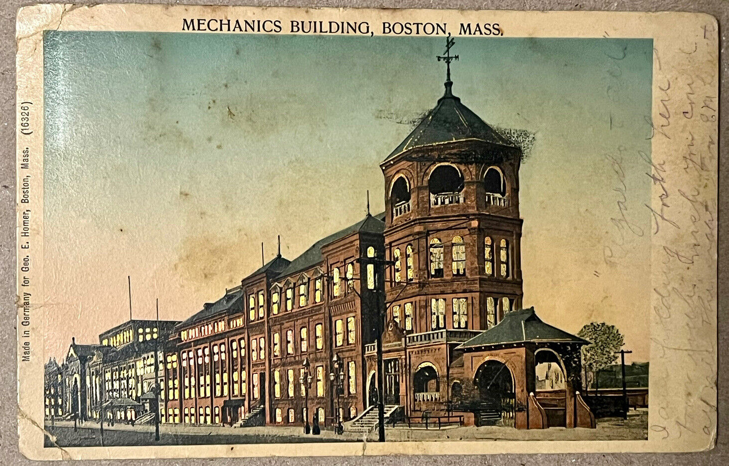 Postcard Boston Mechanics Building Copper Windows Massachusetts Early 1900s