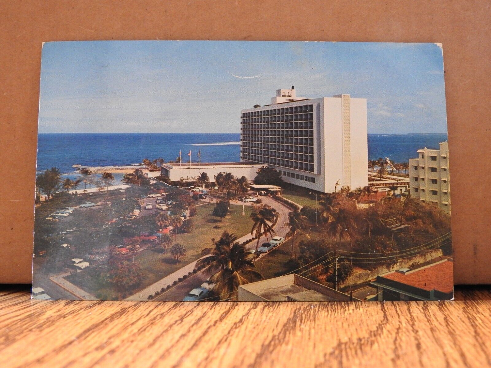 Caribe Hilton Hotel San Juan Puerto Rico Chrome Post Card Posted 1958