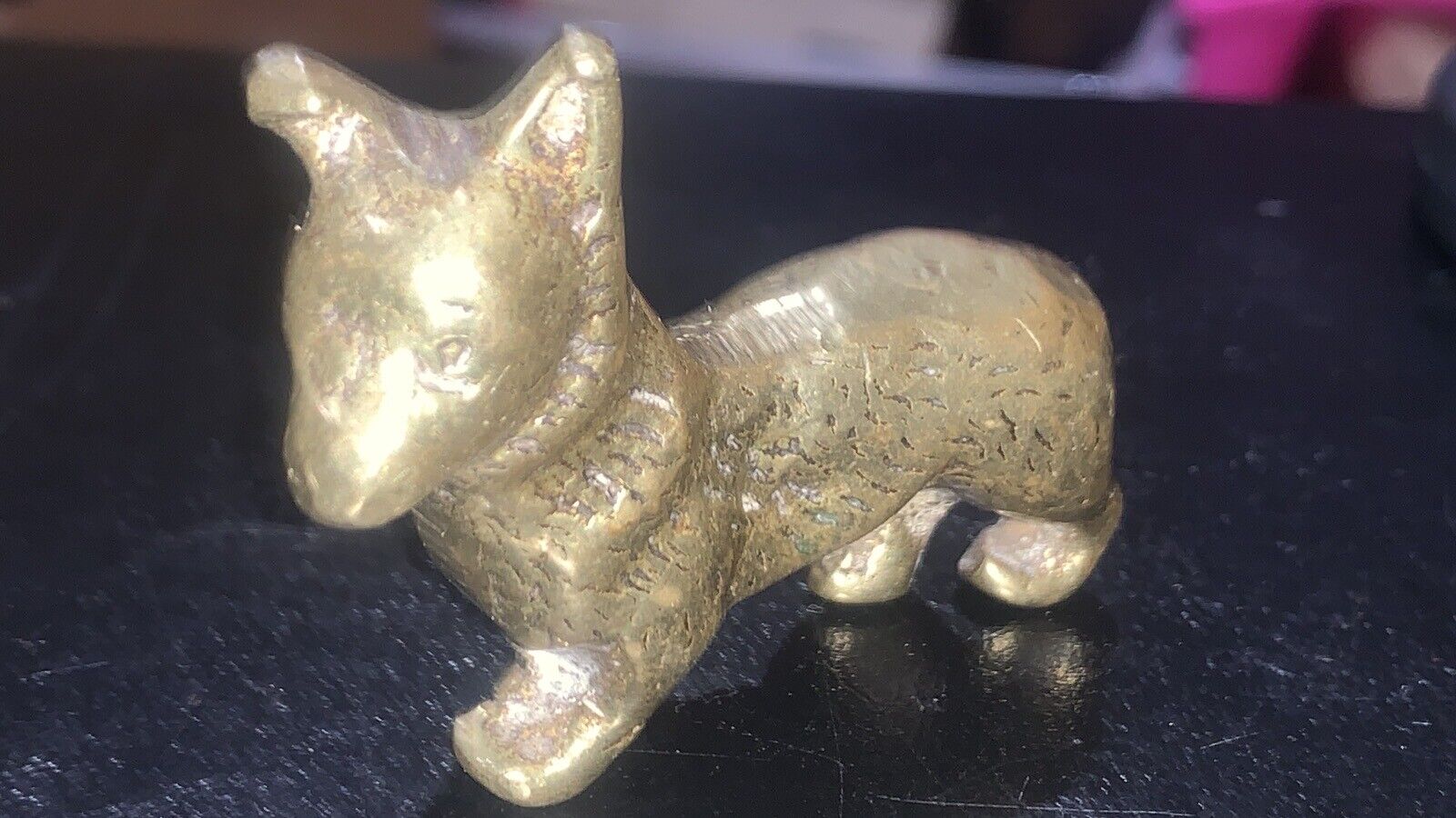 Vintage Solid Brass Corgi/Fox Dog Ornament - Perfect Display Piece Paperweight