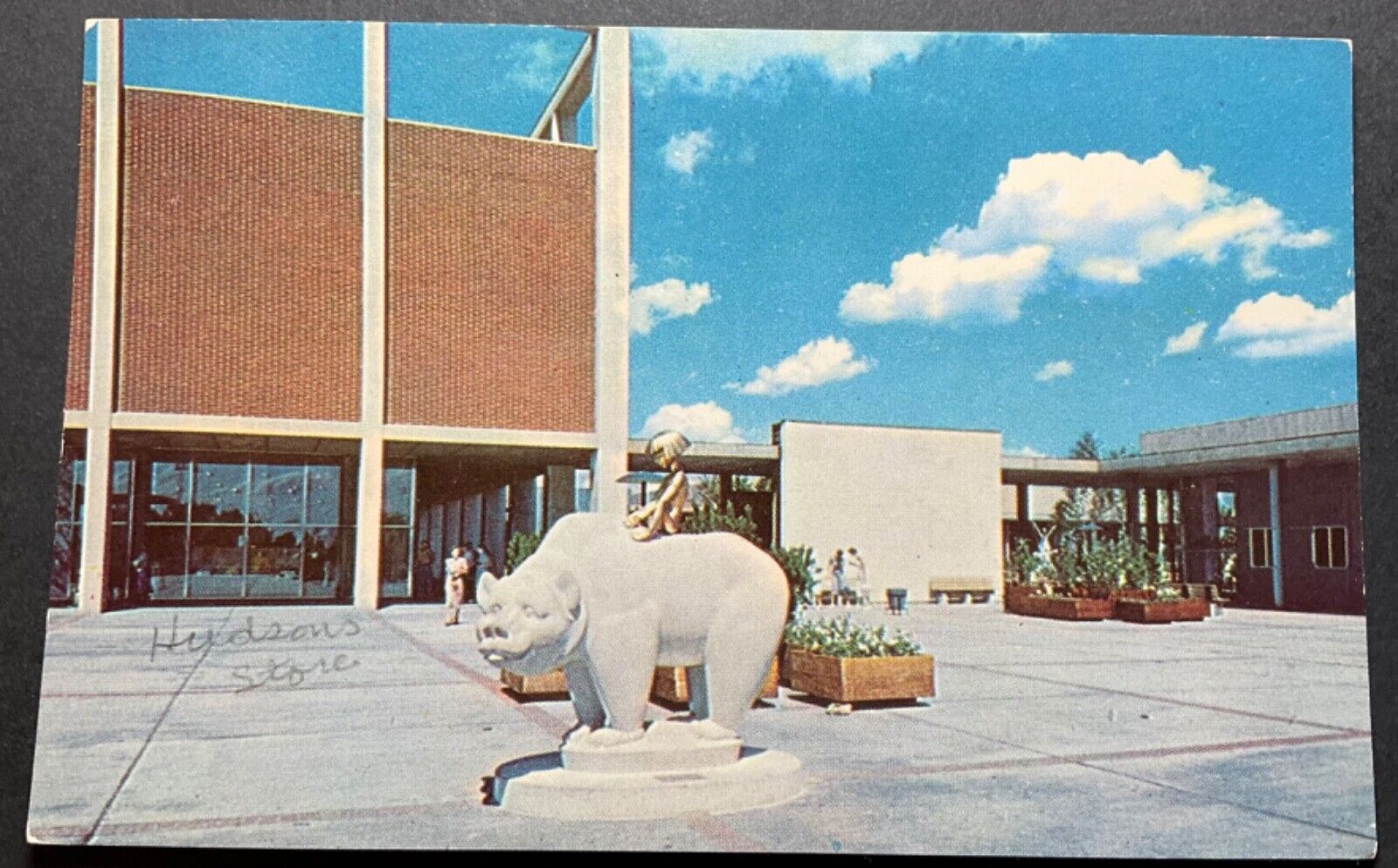 Detroit Michigan MI Postcard Northland Center Statue of Boy And Bear