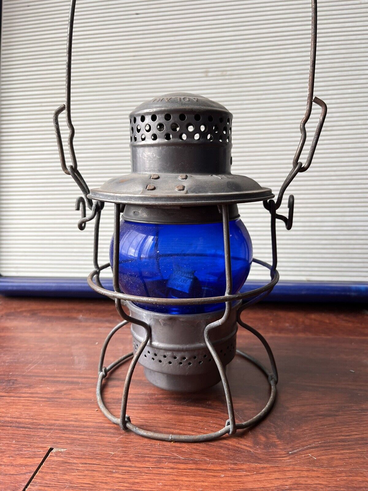 Texas & Pacific Railroad Lantern w/ Blue Globe, ADLAKE Kero