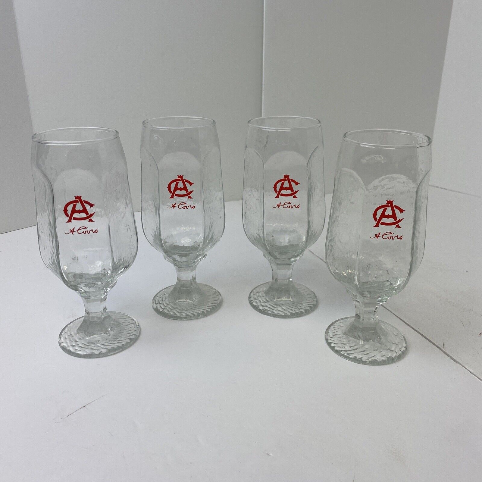 4 Vintage Adolph Coors Brewing Hammered Glass Goblet - 7\