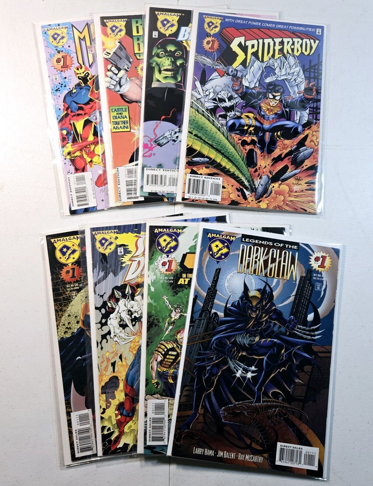 Lot Of 8 Assorted Amalgam Crossover Comics #1 (Spider-Boy, Dark Claw) VF/NM