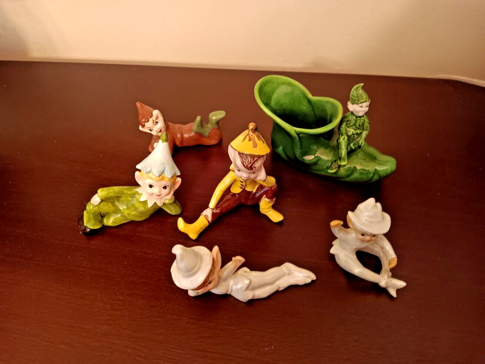 Elf Pixie Figurines Vintage Lot of 6 - All are Different