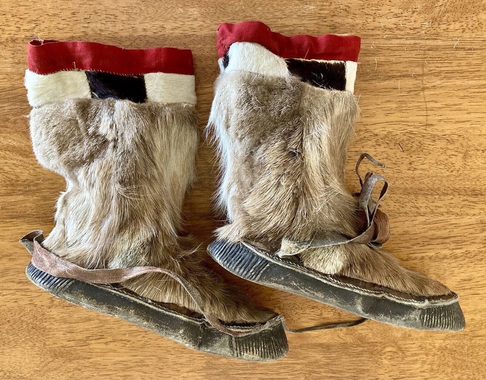 Vintage Authentic Mukluks Short Boots 1944 Alaska Native Hand Made Caribou Decor