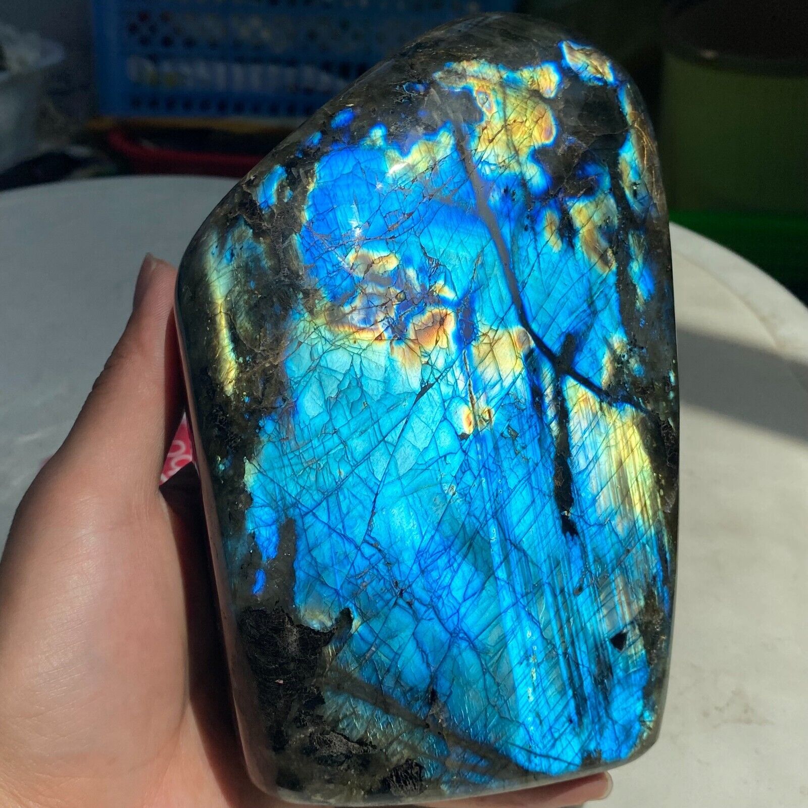 5.37LB Natural Large Labradorite Quartz Crystal Mineral Spectrolite Healing M51