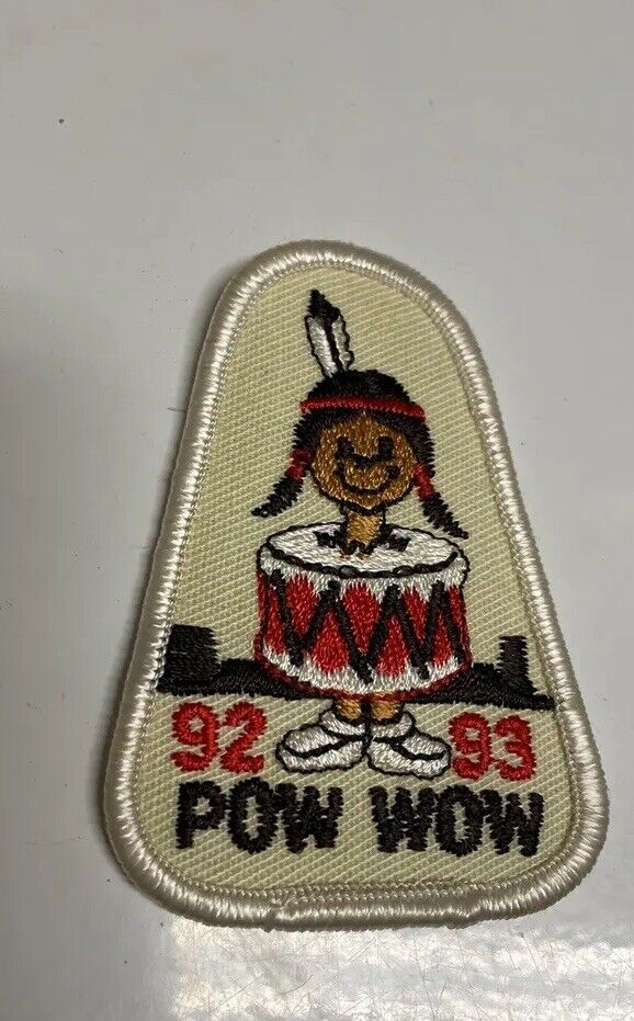 Vintage 92-93 Pow Wow White / Cream Red Black Boy Scouts Patch Sew On New
