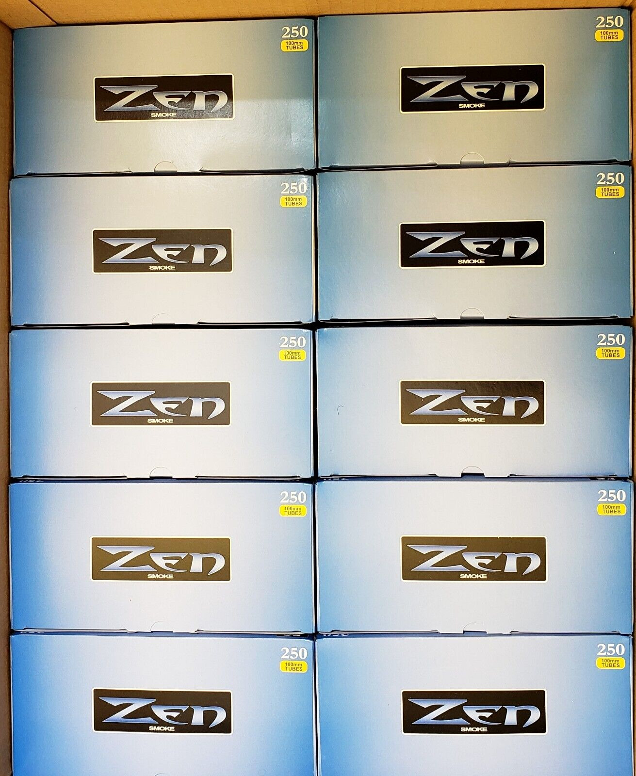 Zen Light Blue 100mm Cigarette Tubes 10-Boxes, 250 tubes /box, total 2500 Tubes