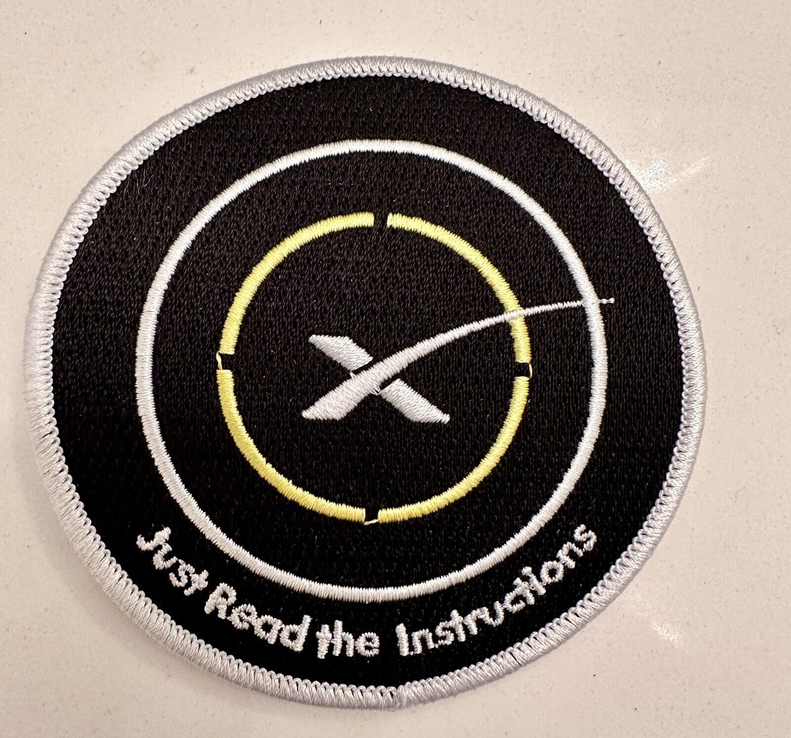 Original SpaceX JUST READ THE INSTTUCTIONS  LANDING PAD PATCH 3.5” FALCON 9
