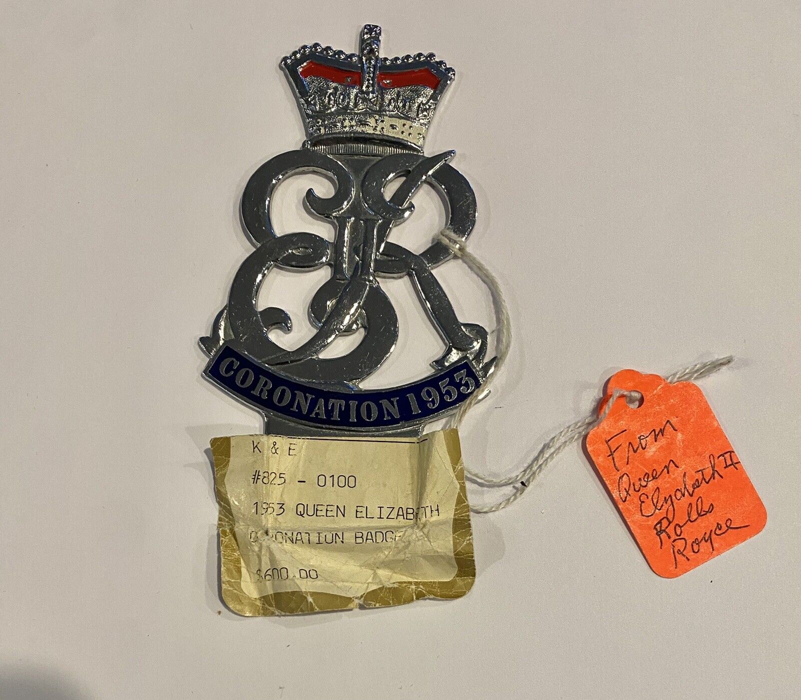 1953 Coronation 4.5” Queen Elizabeth ER License Topper Badge *Read* 👸