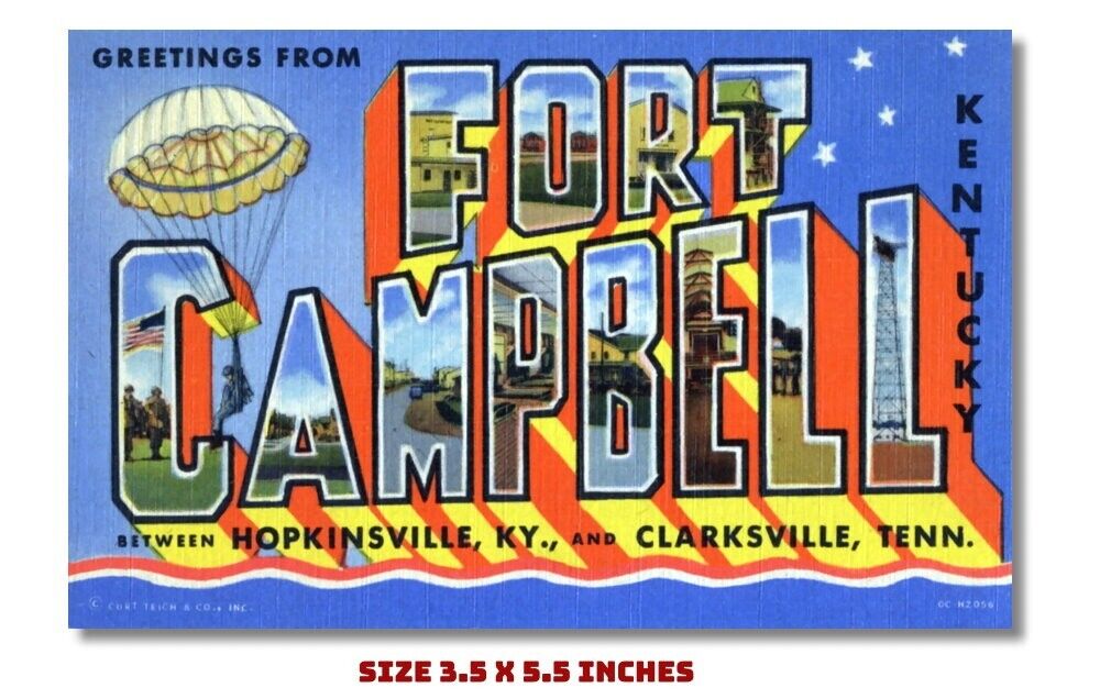 FORT CAMPBELL KENTUCKY/TENNESSEE FRIDGE MAGNET OLD POSTCARD IMAGE 3.5 X 5.5 \
