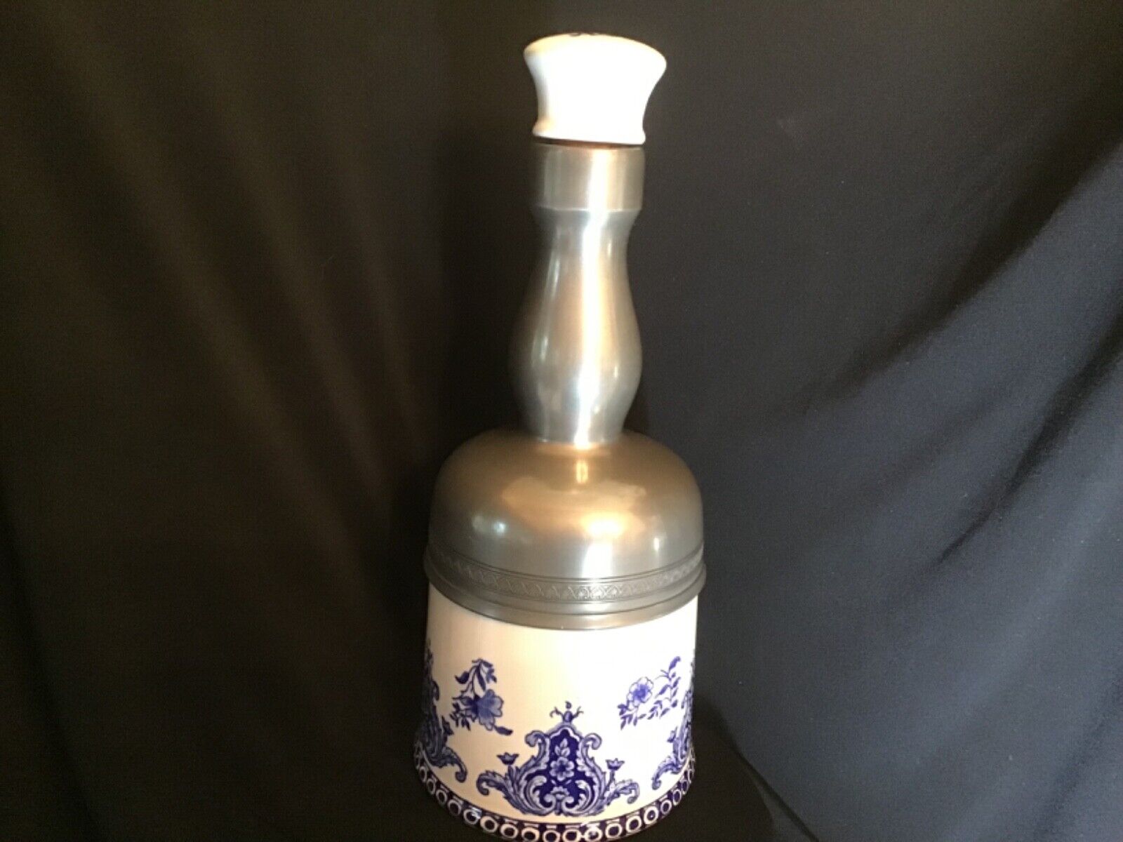 Vintage Wine Decanter. Rare 60\'s GIEN France . Pottery Blue / White