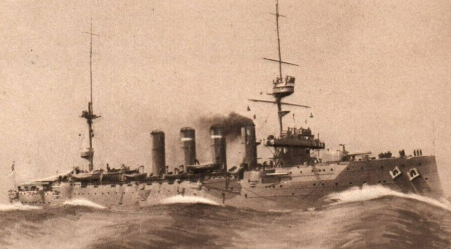 British Royal Navy RPPC Photo HMS Carnarvon Cruiser  \'Bas-Relief\' c.1910s