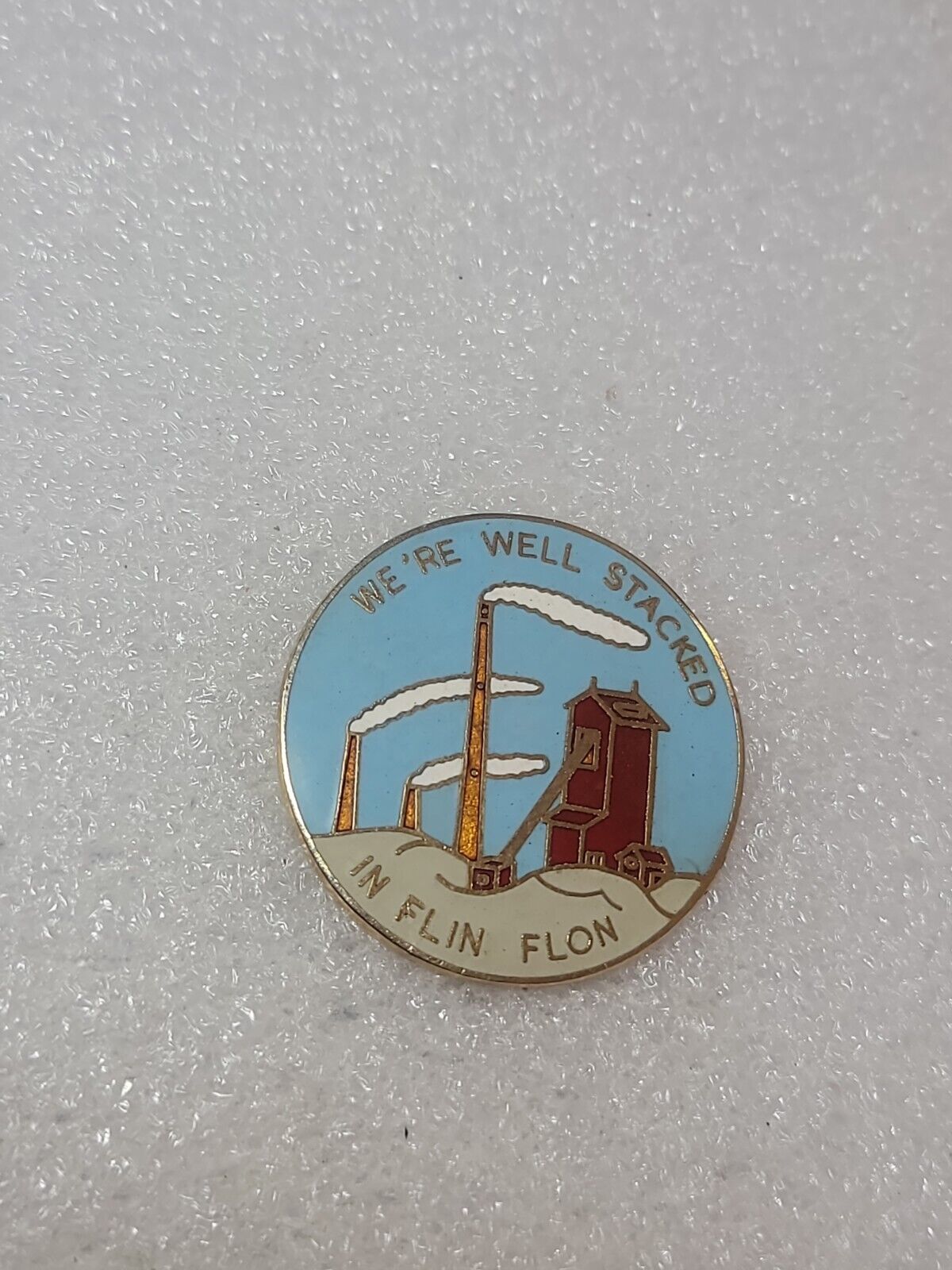 We\'re Well Stacked in Flin Flon Collectible Vintage Lapel Pin Manitoba Canada