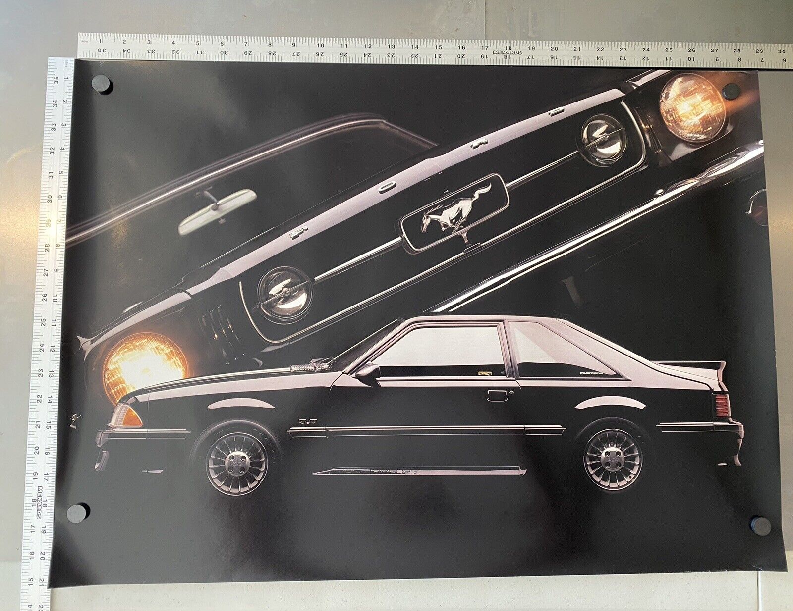 Ford MUSTANG GT 5.0 Poster ORIGINAL VINTAGE (1990) With 1964.5 Mustang