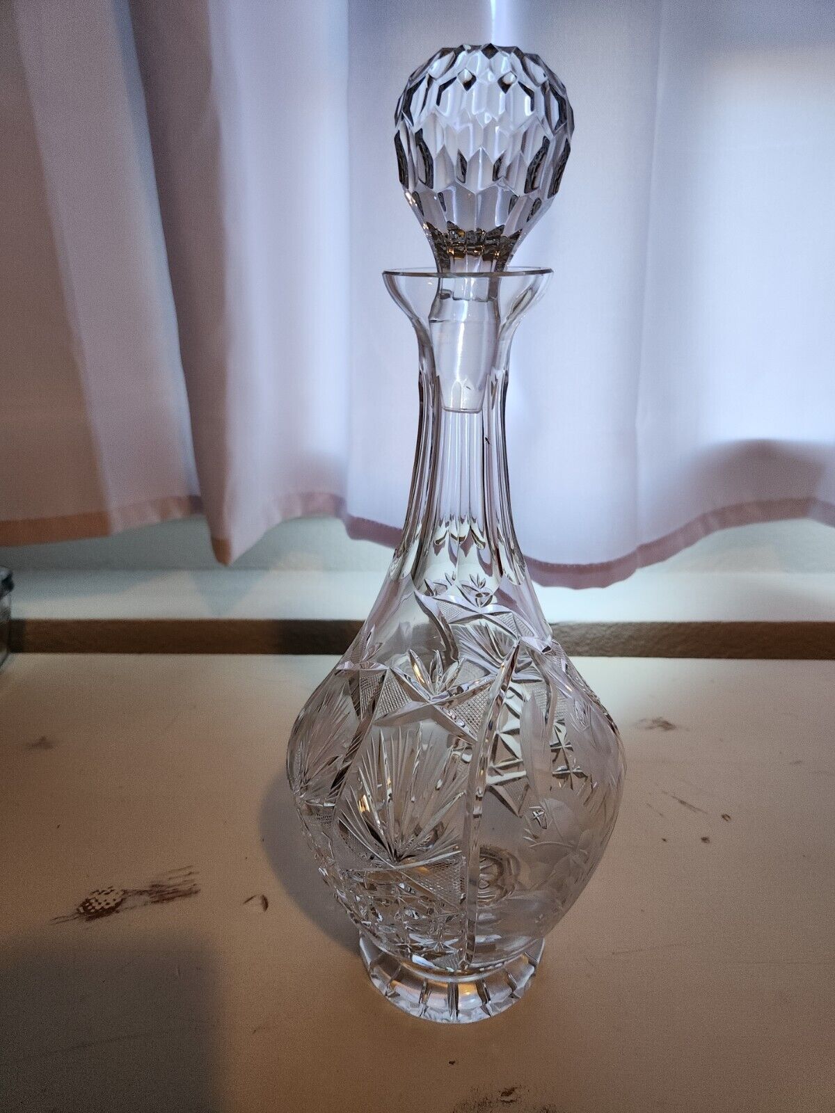 classic cut glass crystal decanter bottle circa 1970\'s.