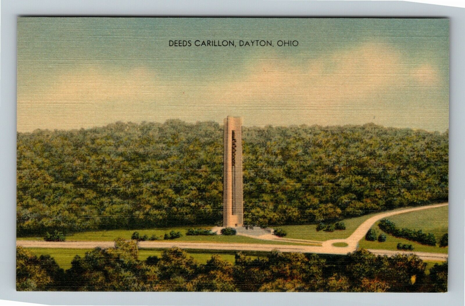 Dayton Ohio DEEDS CARILLON PARK BELL TOWER Aerial Scenic View Vintage Postcard