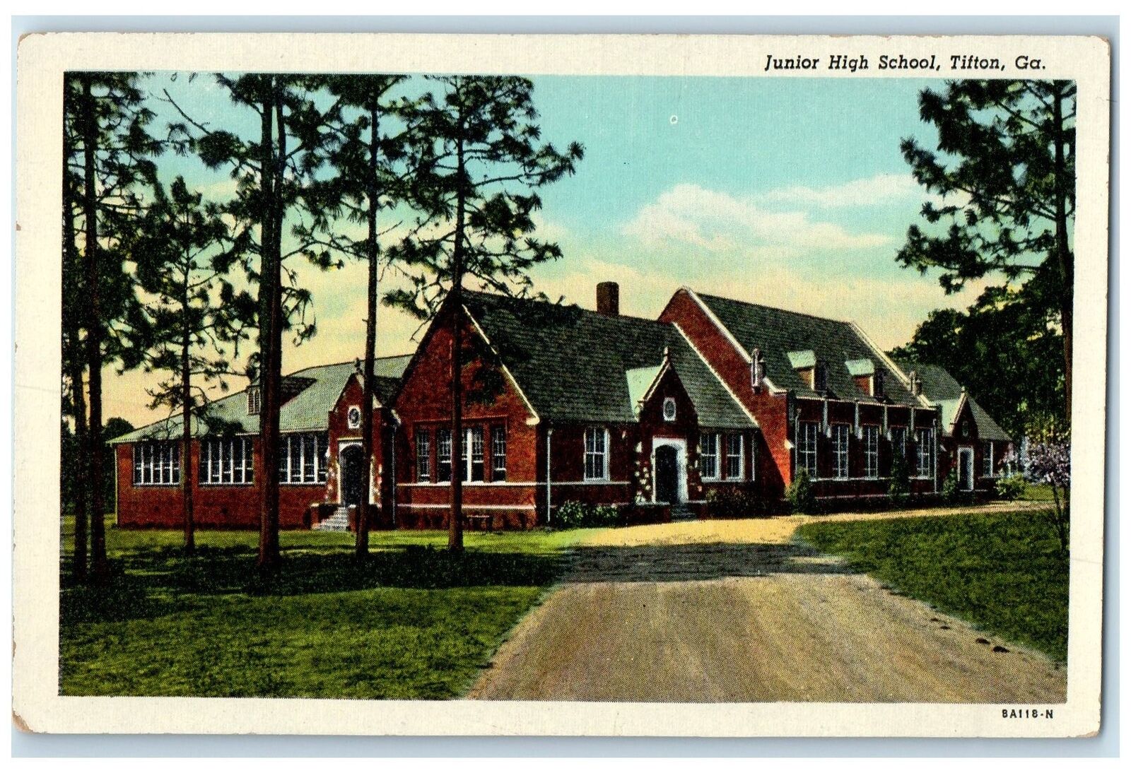 c1920\'s Junior High School Campus Building Dirt Road Tifton Georgia GA Postcard