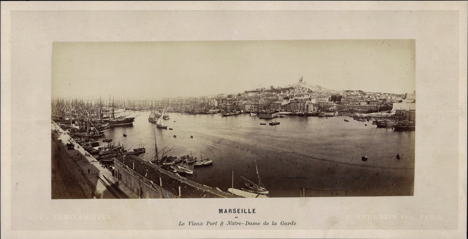 Neurdein, France, Marseille, the Old Port and Notre-Dame-de-la-Garde, ca.1875, t