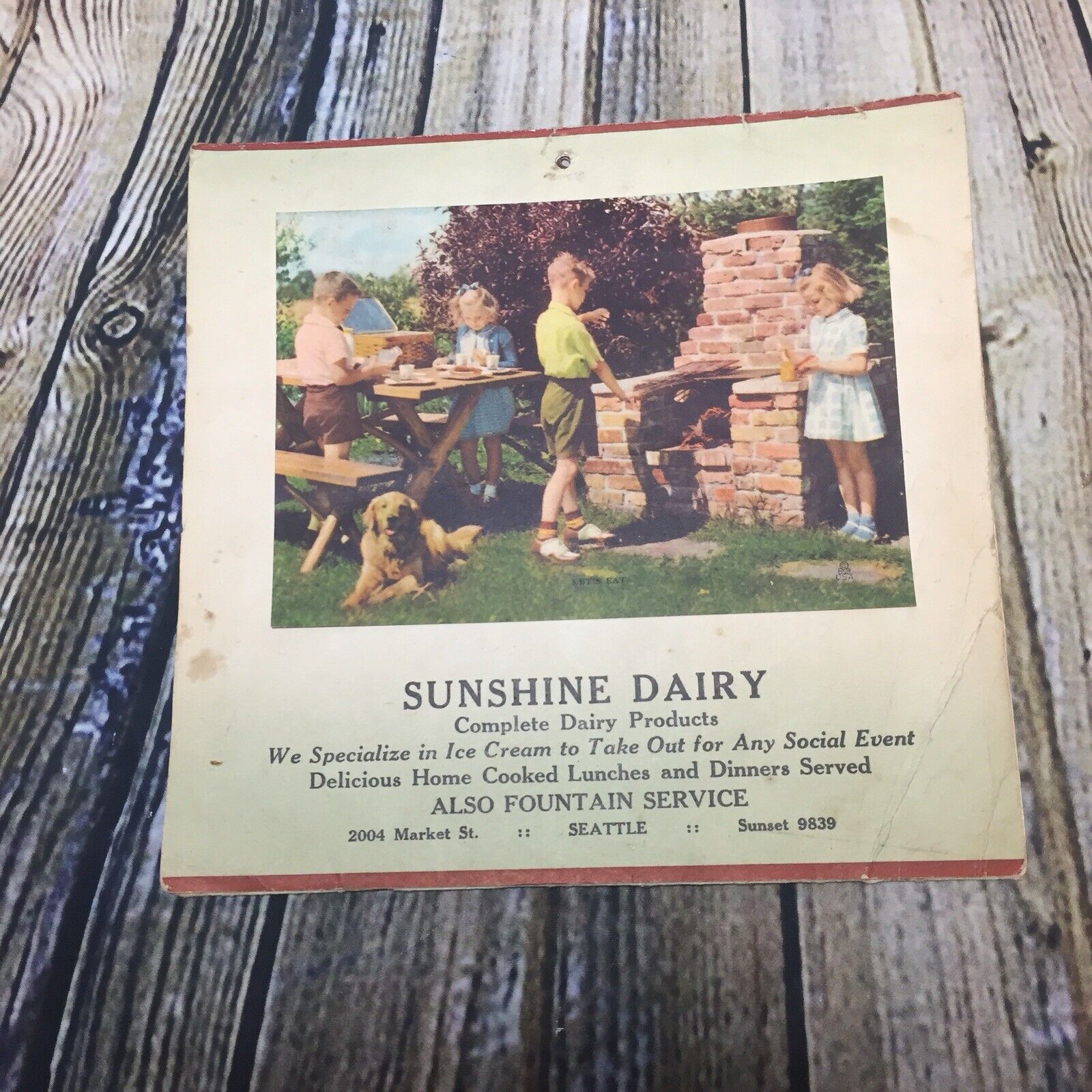 Vintage Sunshine Dairy Seattle, WA 1947 calendar