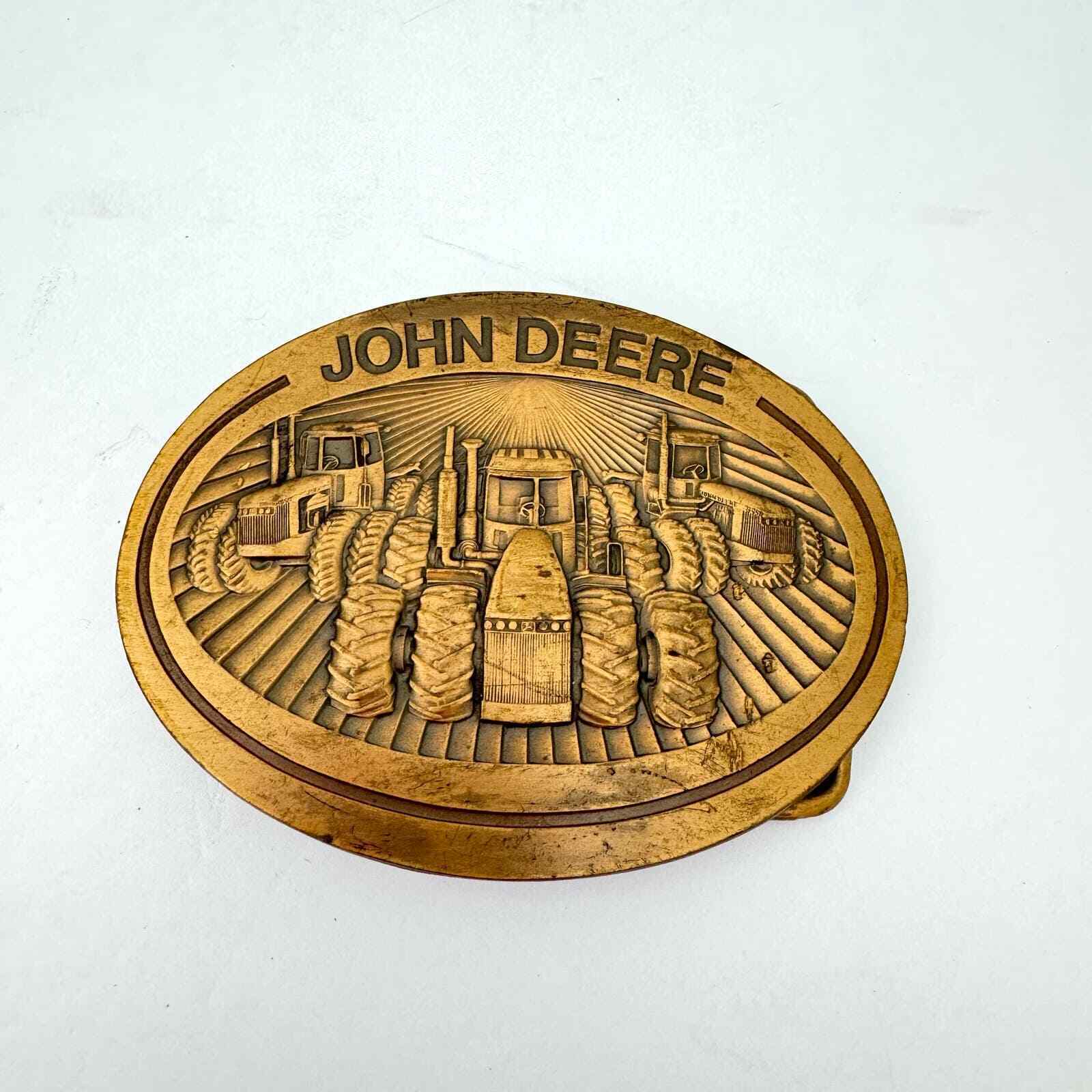 John Deere Vintage 80s Brass Tractor Belt Buckle
