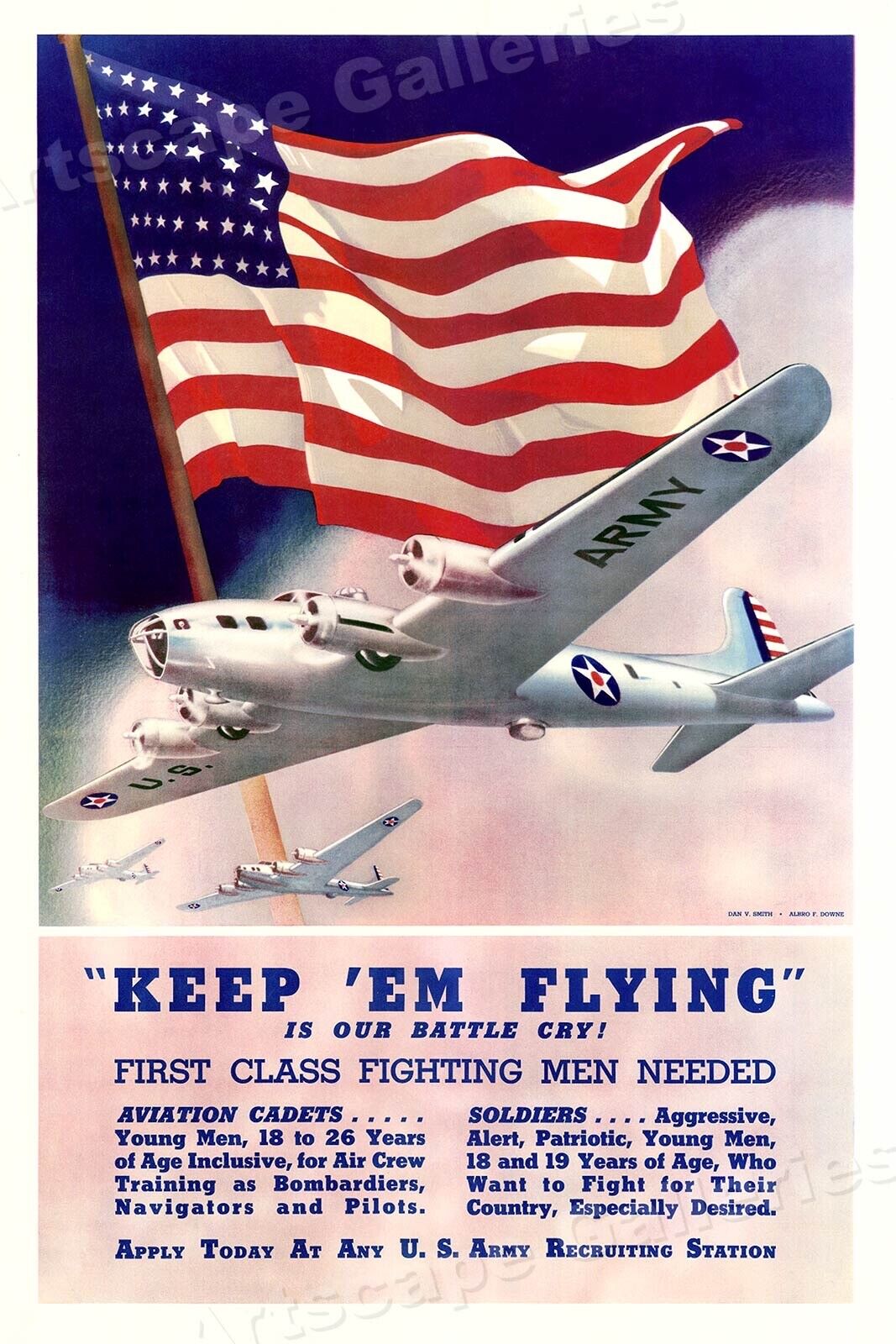 Keep 'Em Flying US Army Air Corps WW2 War Poster - 16x24