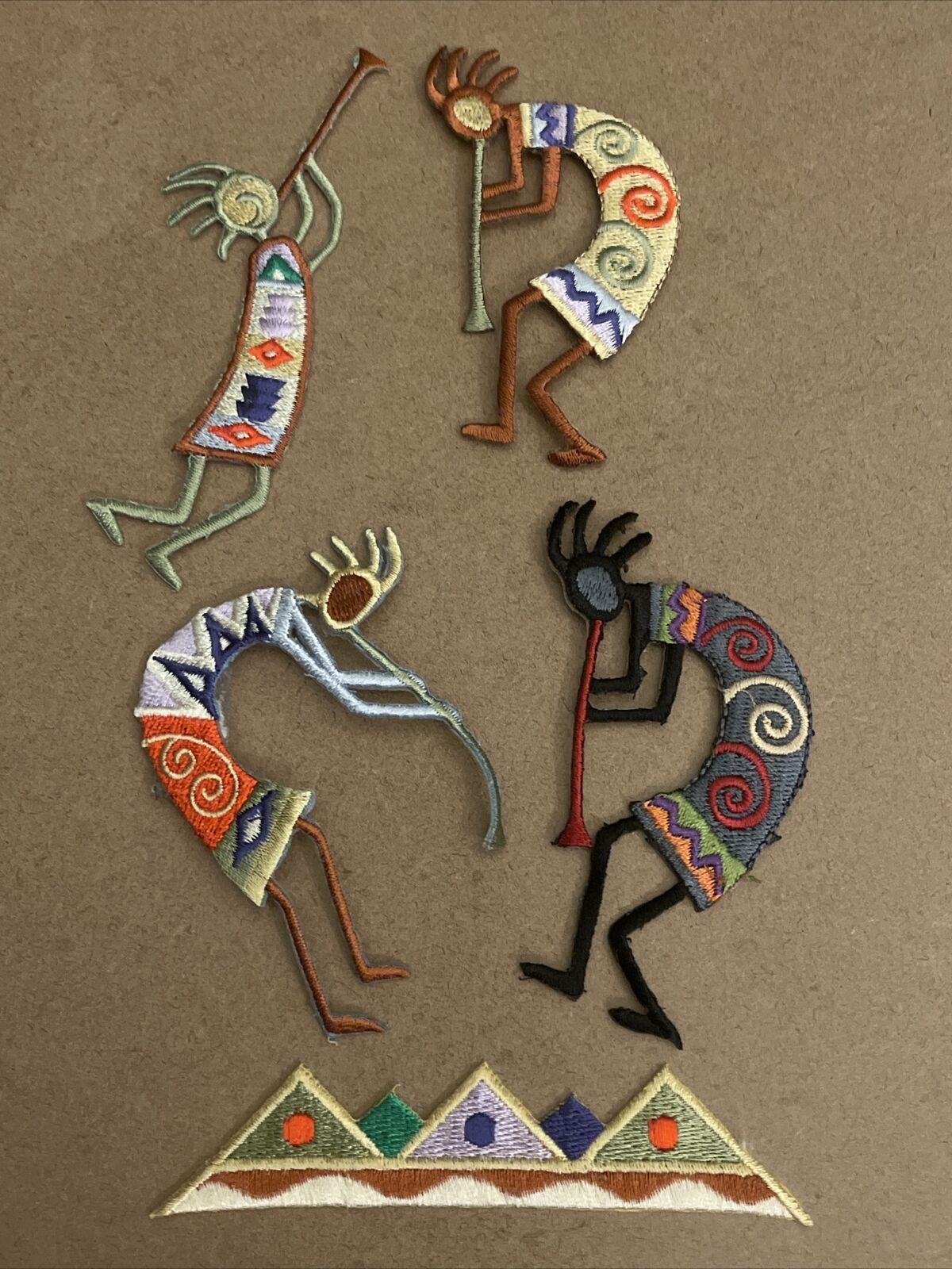 Native American Set Of 5 Kokopelli Patches: New, Iron On, Embroidered, Quality,