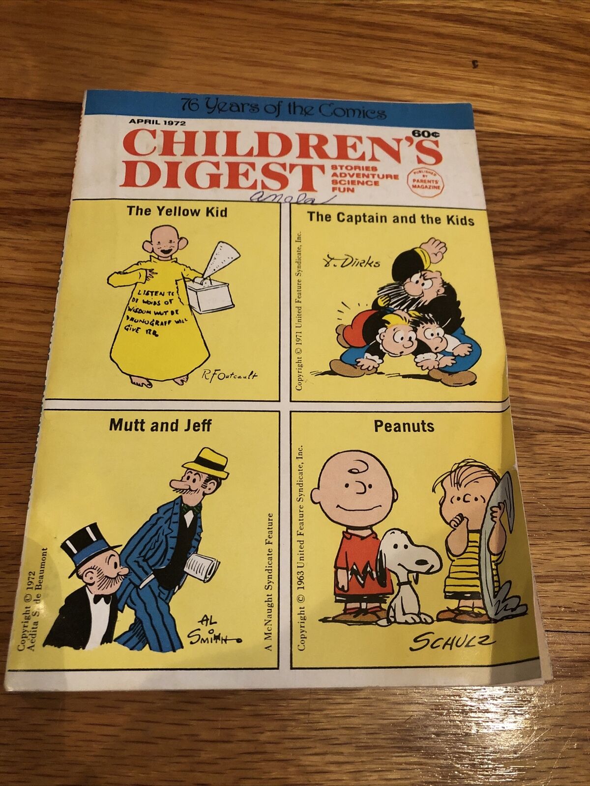 76 YEARS OF THE COMICS Children\'s Digest Apr 1972 PEANUTS Yellow Kid Mutt Jeff