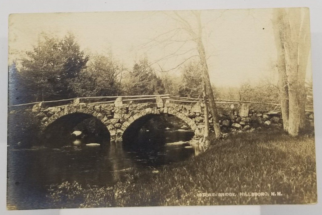 1922 Real Photo Stone Bridge Hillsboro New Hampshire Postcard