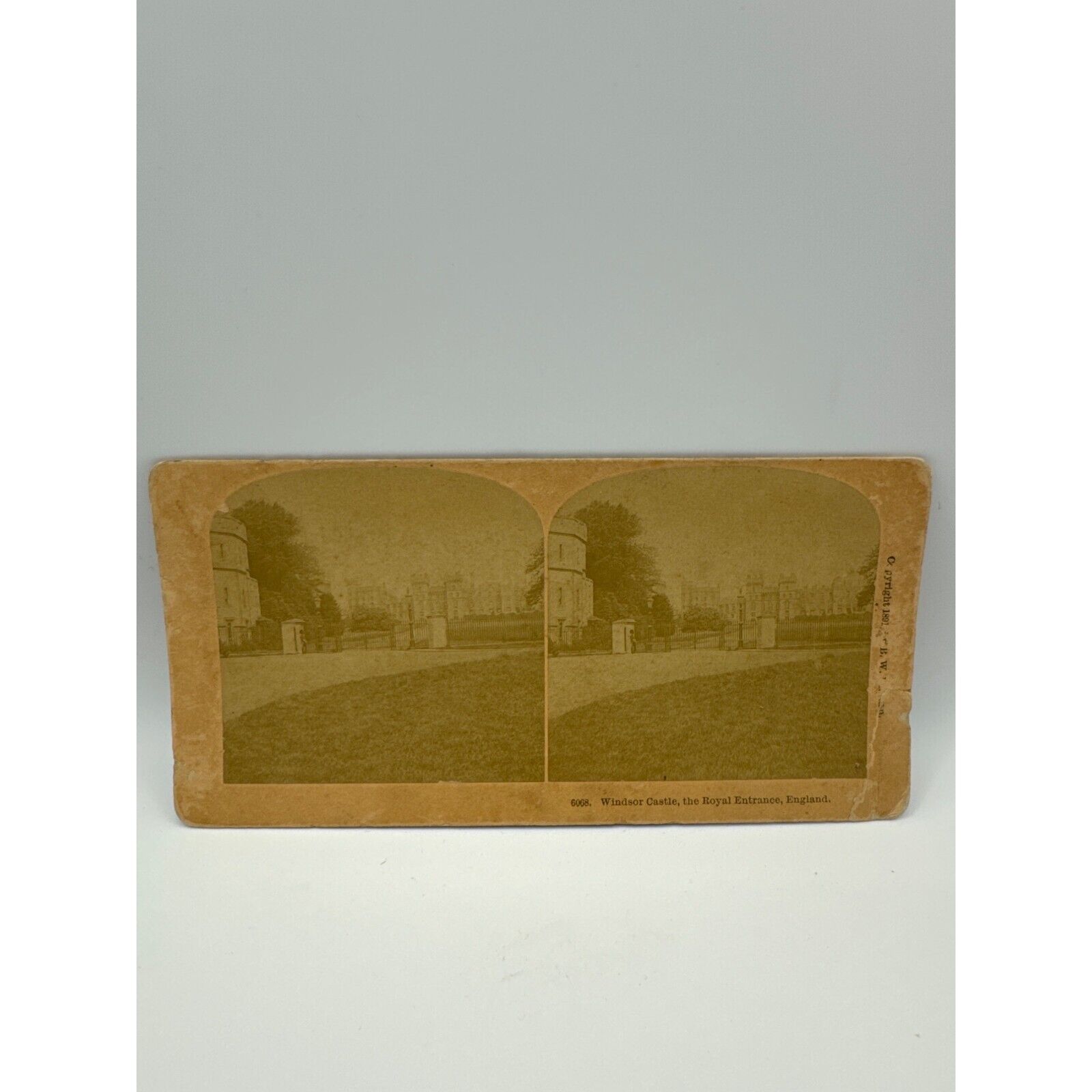 Antique Stereoscope Card Windsor Castle The Royal Entrance 1891