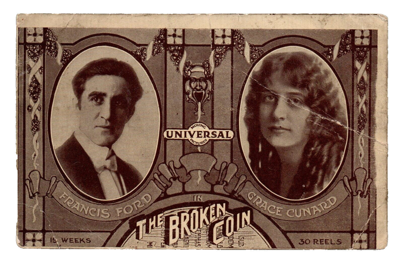 1915 The Broken Coin Silent Lost Film Postcard Pictureland Theatre Francis Ford