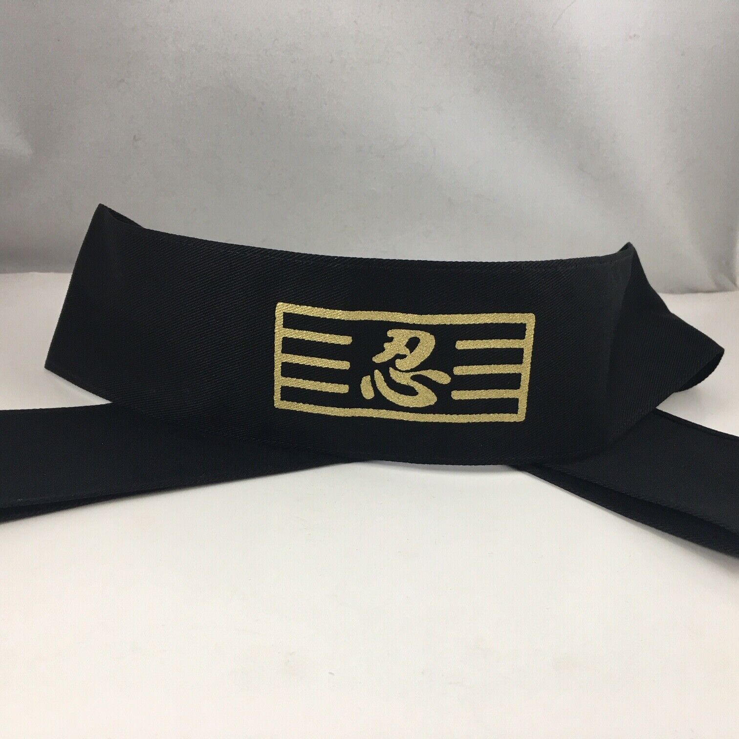 Japanese Hachimaki Black Headband Cloth Gold Ninja 忍 Kanji 46\