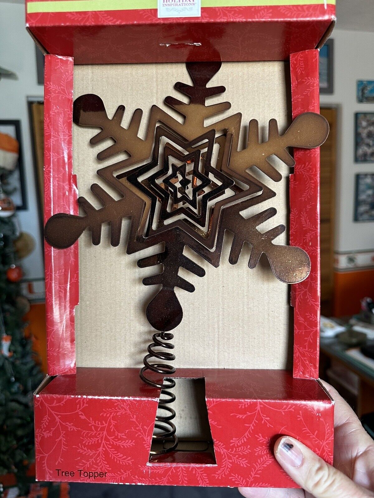 Christmas Tree Topper, Gingerbread Snowflake Tree Topper Brown