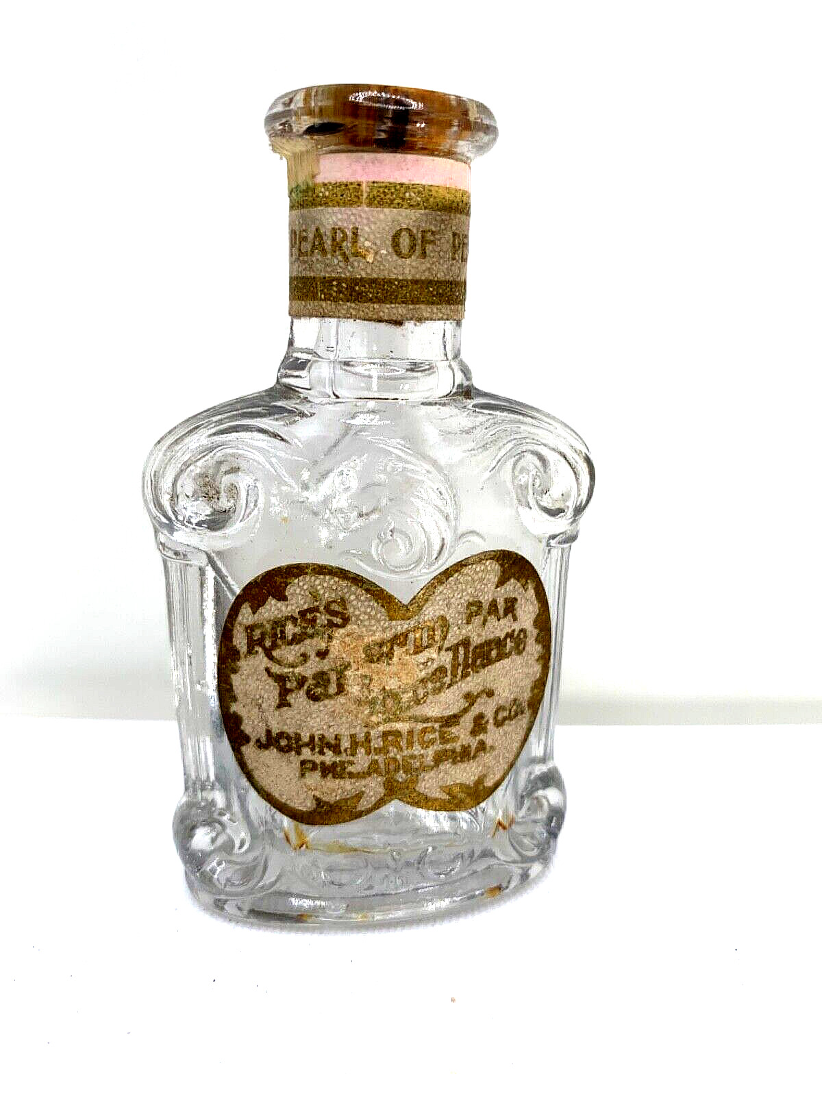 144 years old Antique perfume bottle.  Pearl of Pekin by John Rice & Co.  1880.