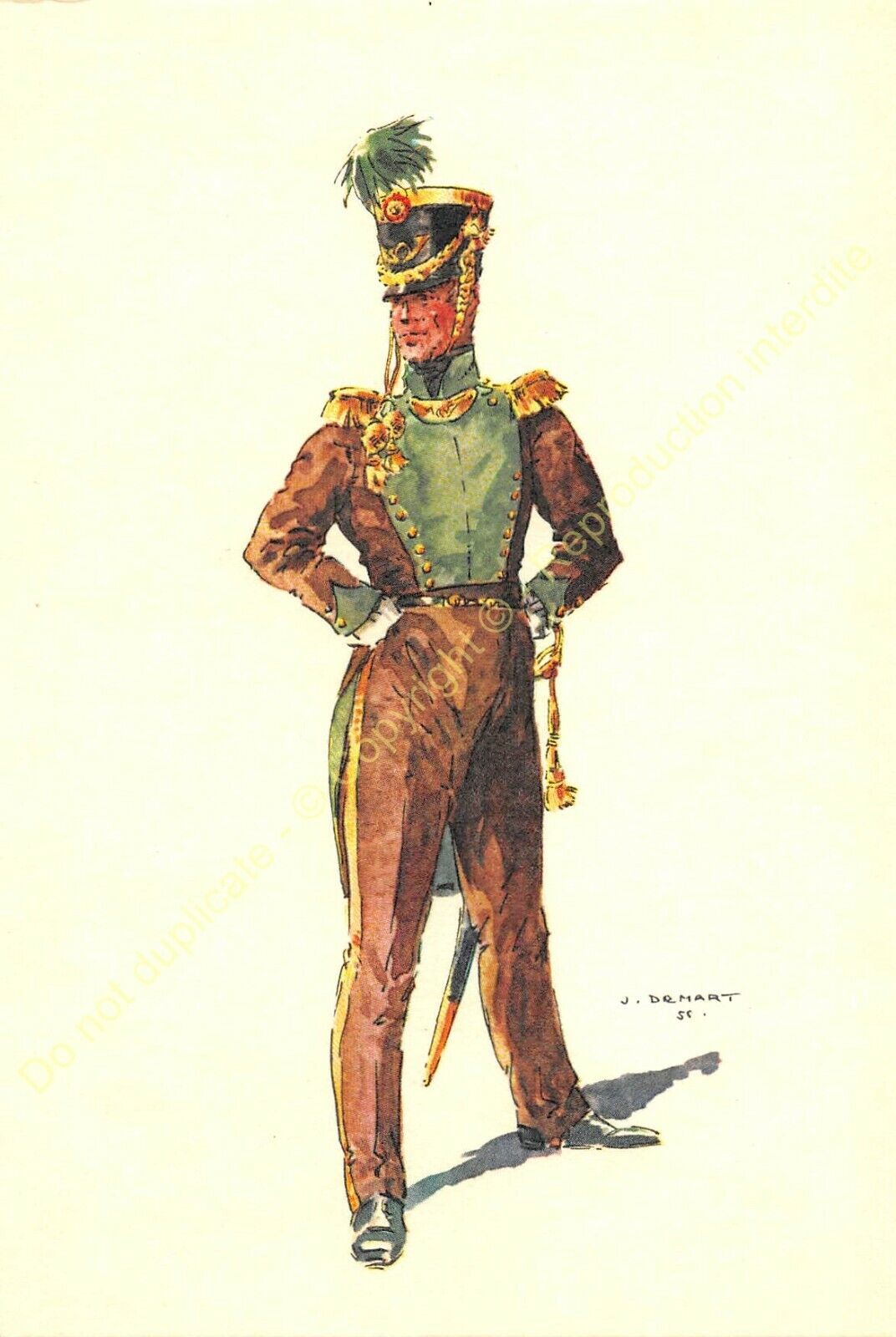 Illustration J.Demart Militaria Belgium Sharpshooters Liège 1830