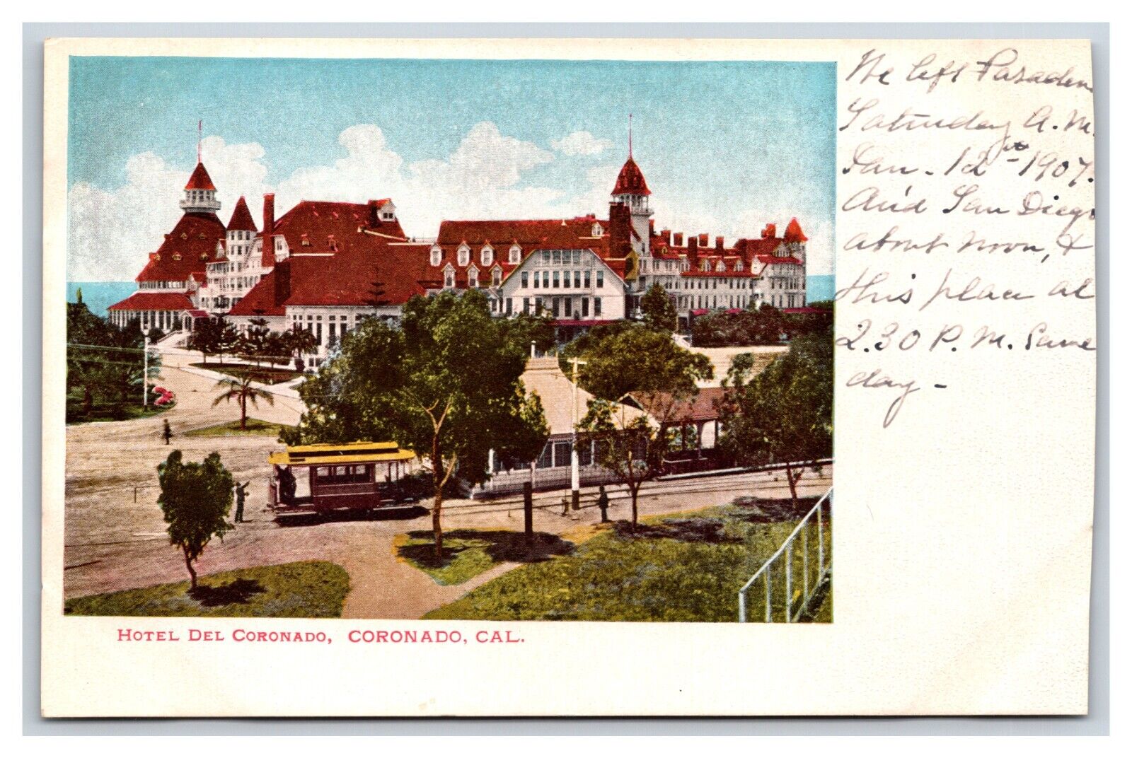 Hotel Del Cornoado Streetcar San Diego California CA UNP UDB Postcard D19