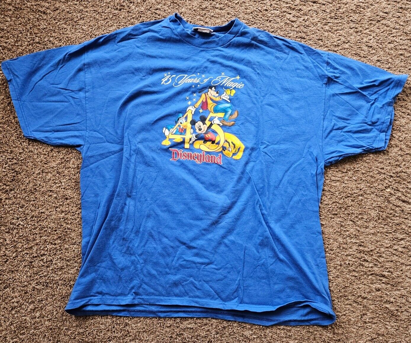 Disneyland 45 Years Of Magic T Shirt Blue Mickey Donald Goofy Adult Size 3X