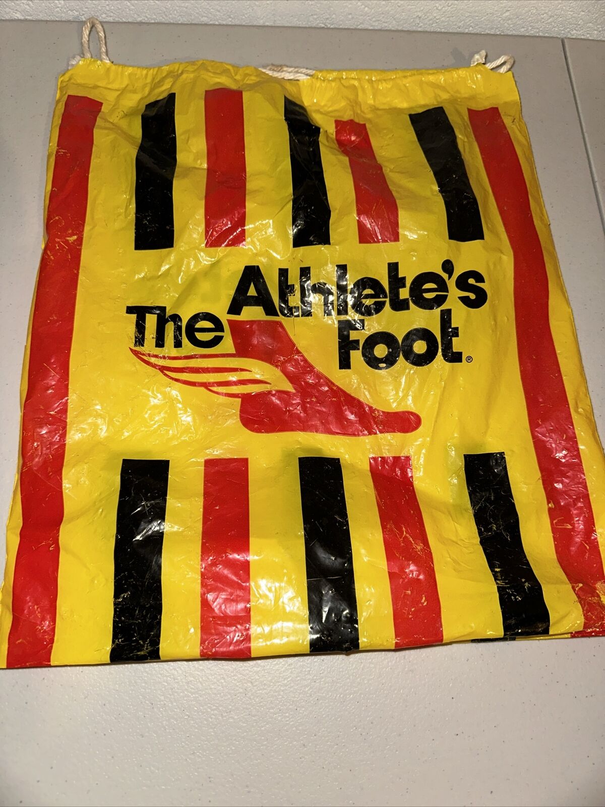 Vintage ATHLETE\'S FOOT Plastic Store Bag 1980s Shopping Mall Sneaker Shoes