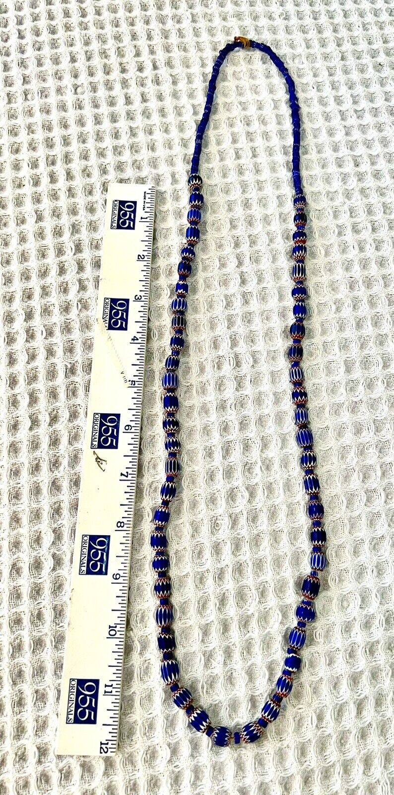 Strand Of Various Antique African Trade 6 Layer  Chevron Beads 17”