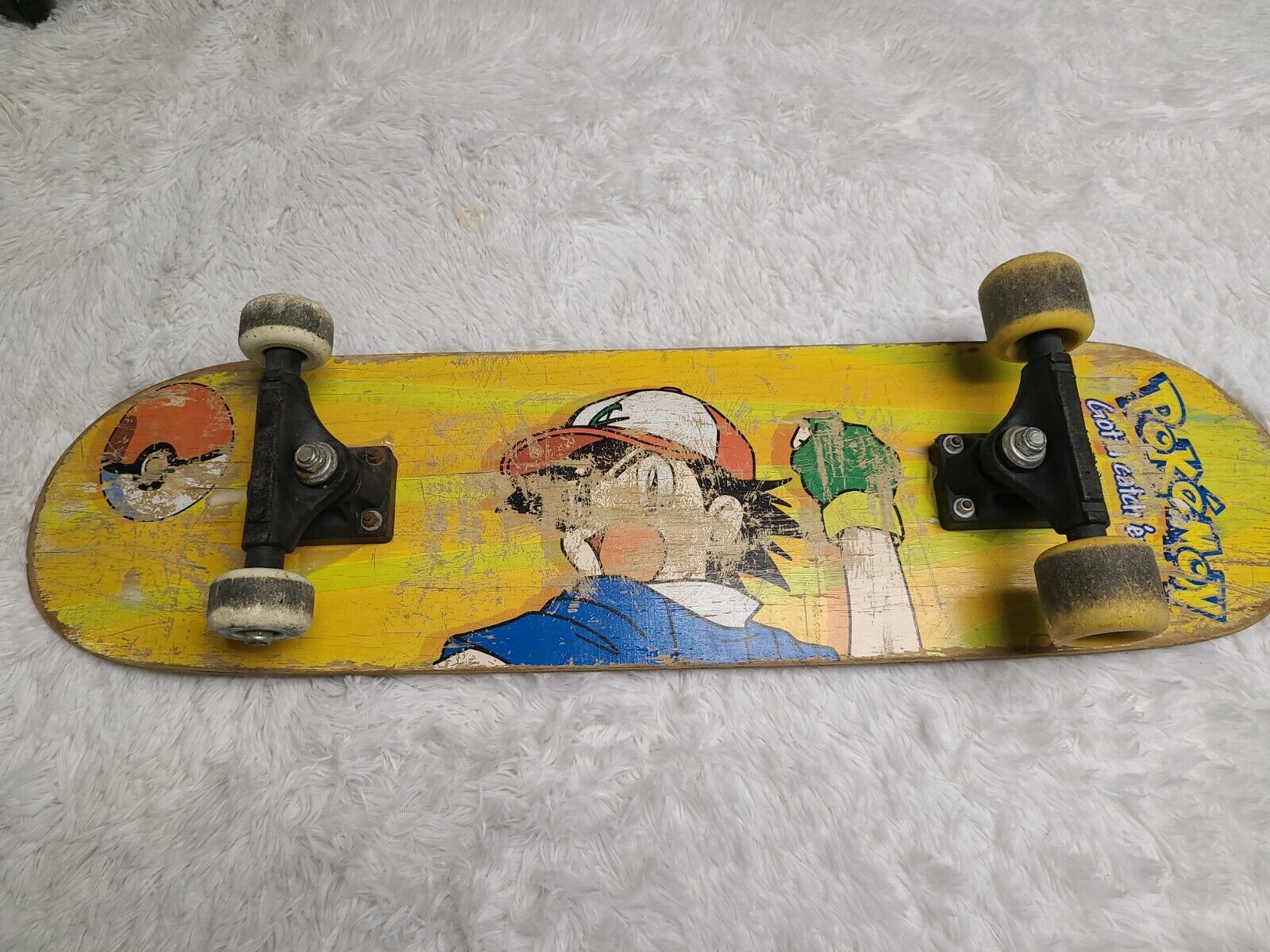 Vintage Pokémon Ash Ketchum Skateboard 1998 Wall Hanger Art Pokemon Nintendo
