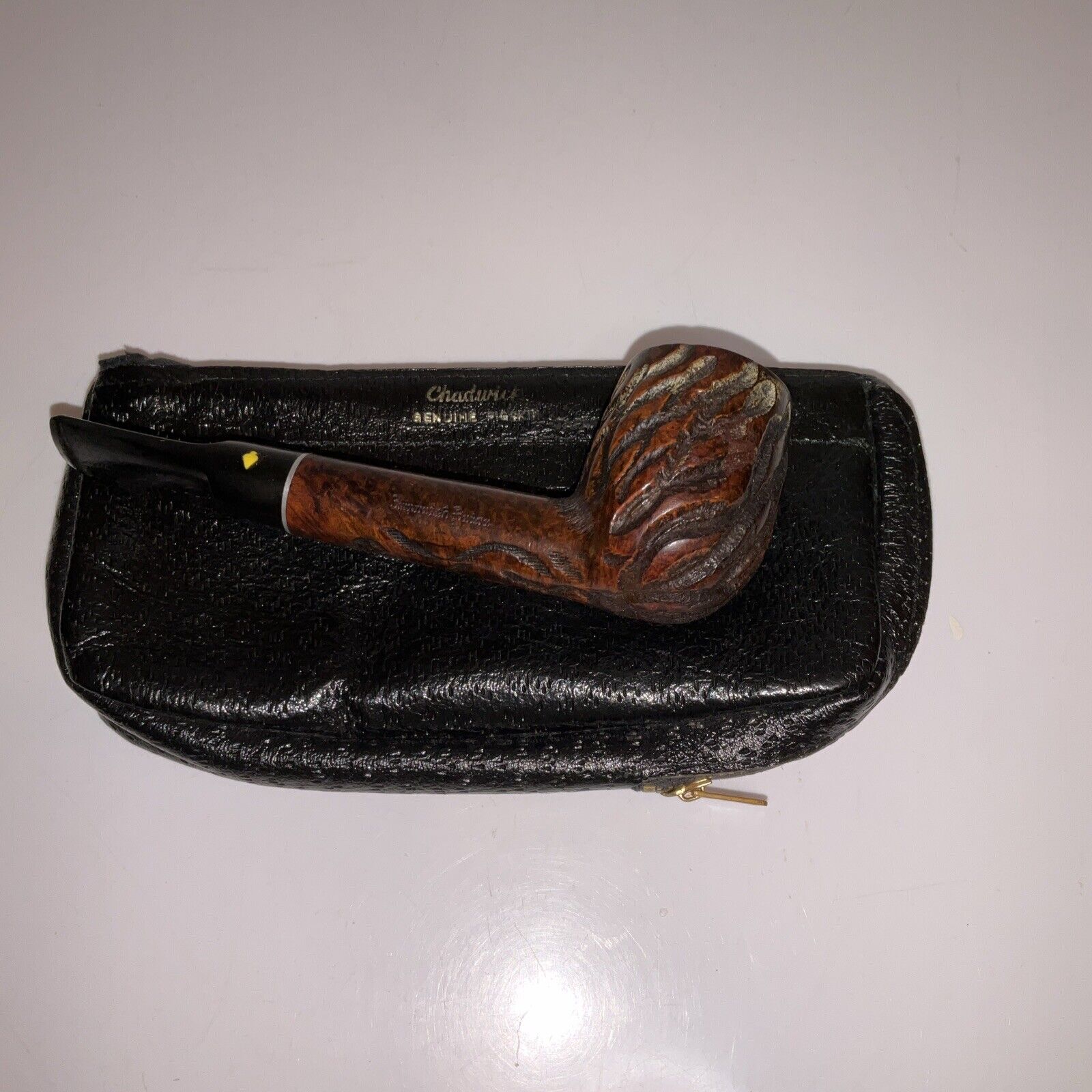 Vintage Dr. Grabow SAVOY  Tobacco Pipe & Leather Pipe Pouch Nice Rare